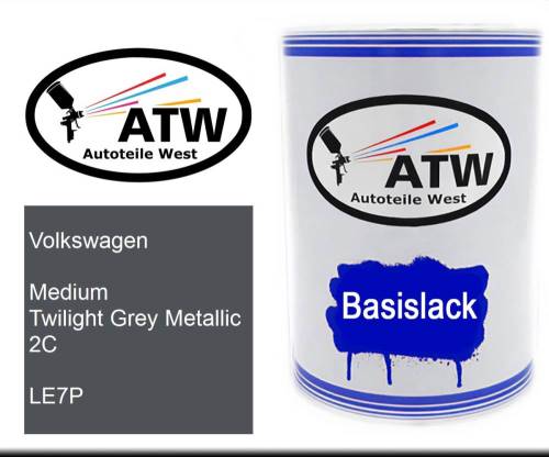 Volkswagen, Medium Twilight Grey Metallic 2C, LE7P: 500ml Lackdose, von ATW Autoteile West.